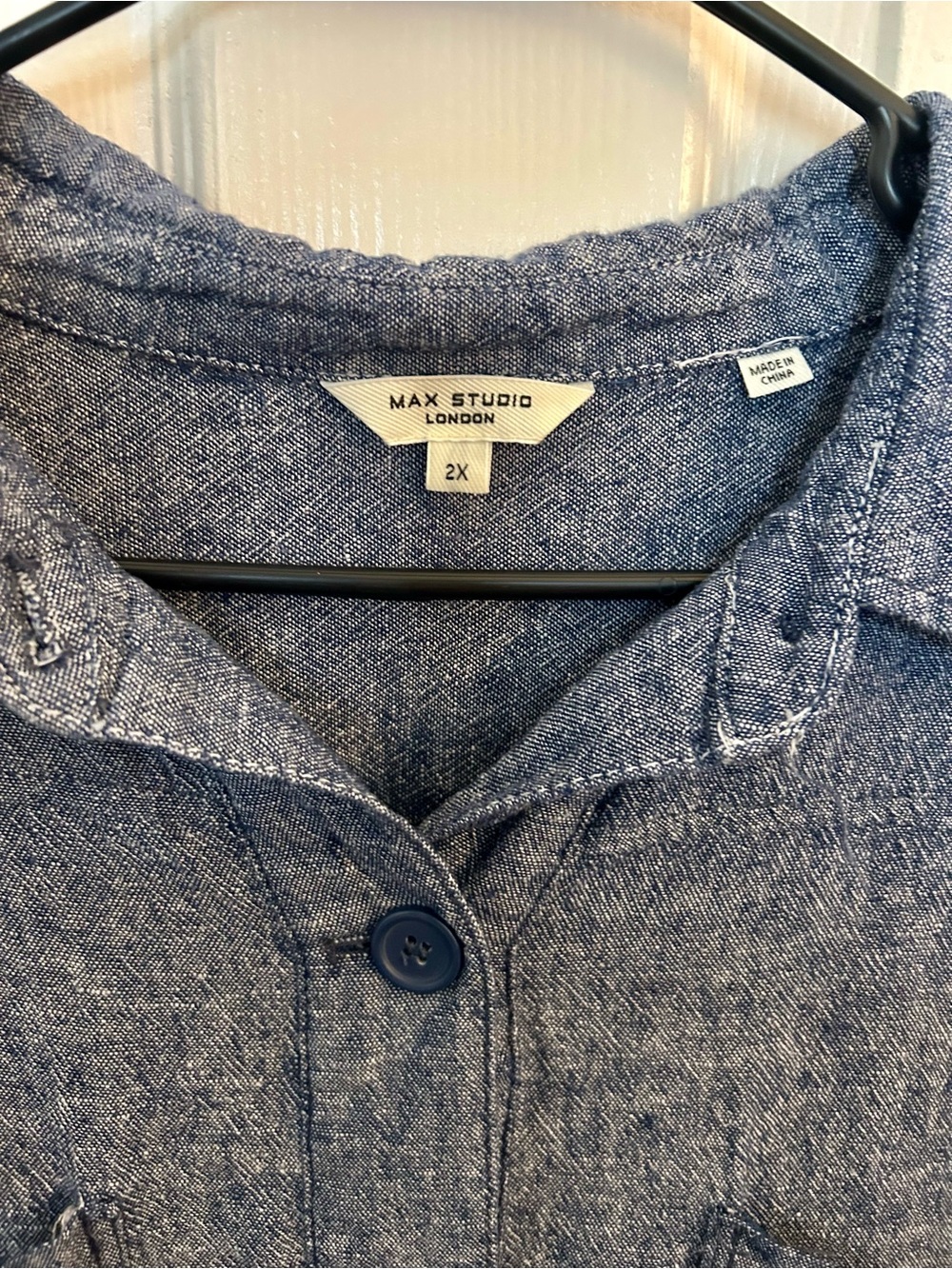 Max Studio Navy Textured Button-Front Utility Jacket - Picture 4 of 5